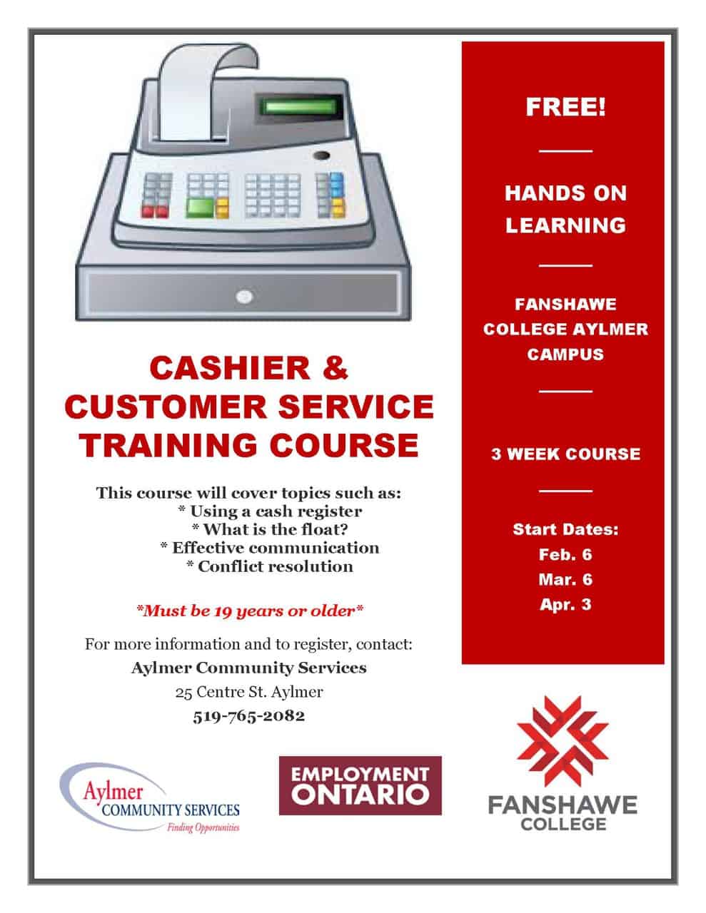 Cashier & Customer Service Training Course Mennonite Community