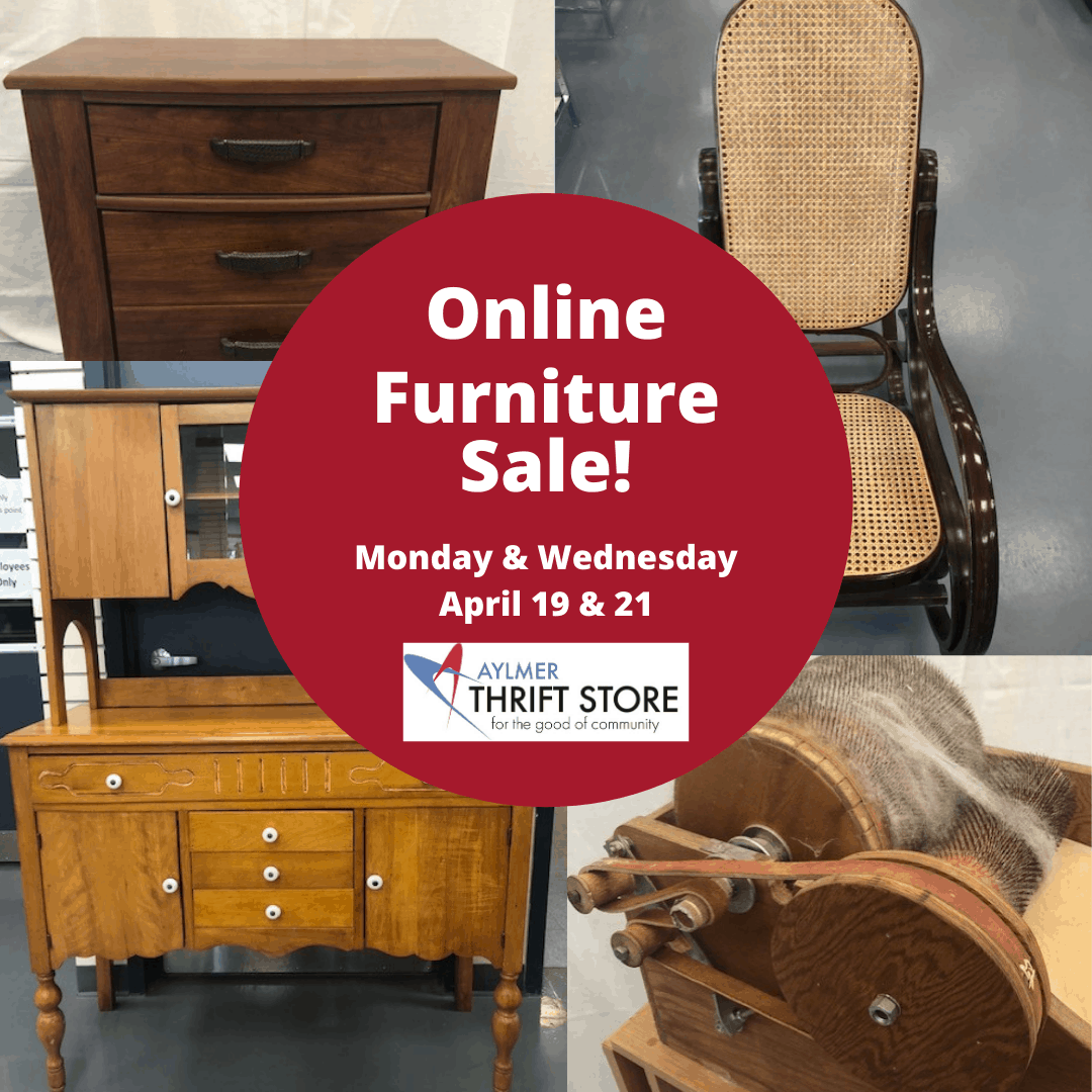 Online Furniture Sale at the Aylmer Thrift Store, April 19 & 21, 2021